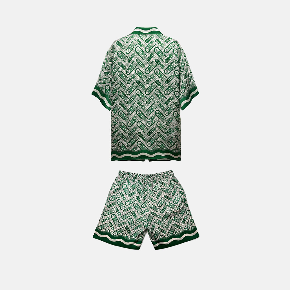 Super Flea Market+Casablanca+Green and cream printed silk set+Joko Winterscheidt3